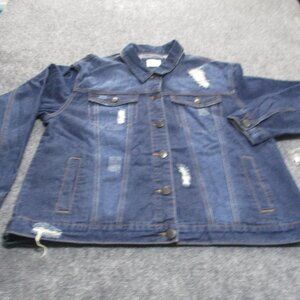 Wax Jean Distressed Denim Jacket Women's 1XL